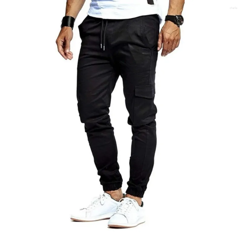 Men's Pants Mens Multi Color Slim Fit Drawstring Pocket Cargo Trousers Work Wear Joggers Sports Training Sweatpants