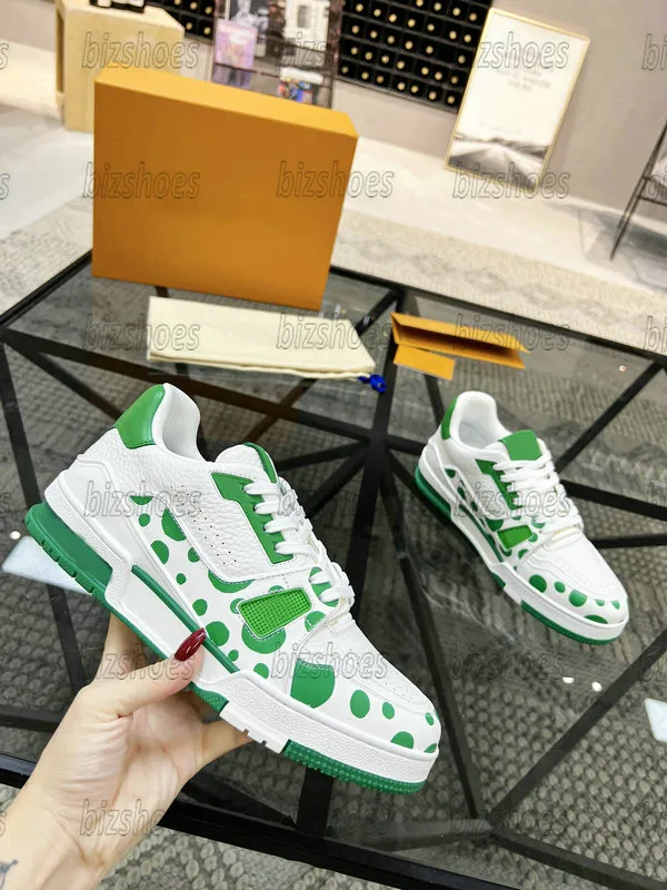 Yayoi Kusama X TRAINER SNEAKER Calzado casual para hombre 23SS YK Designer Shoe 54 firma Brown Damier canvas Leather Vintage Basketball sneakers