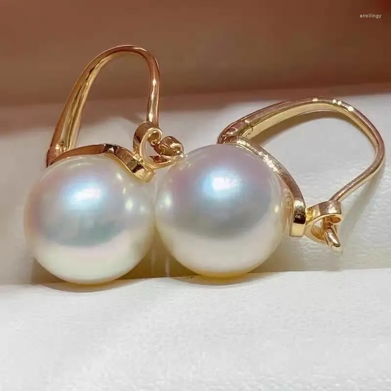 Dangle Earrings Goorgeous 9-10mm South Sea Round White Pearl Earring 925s