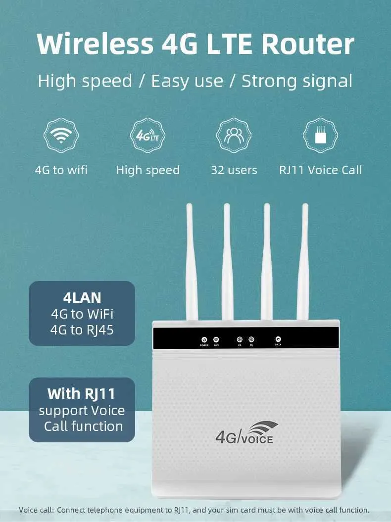 4G Wireless Wi-Fi Router: Reliable WPS RJ11 Voice Networking Hotspot ...