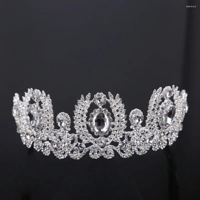 Hair Clips Luxury Silver Plated Bride Crown Wedding Dress Accessories Sparkling Rhinestone Manual Inlay Headwear Can Be Customized