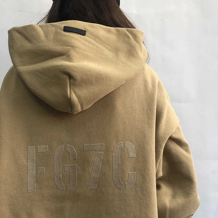 Herrtröjor mode ess designer hoody testad känsla av Gud 7: e säsong dimma tröja fg7c flocking tryckt high street löst trend hoodie män