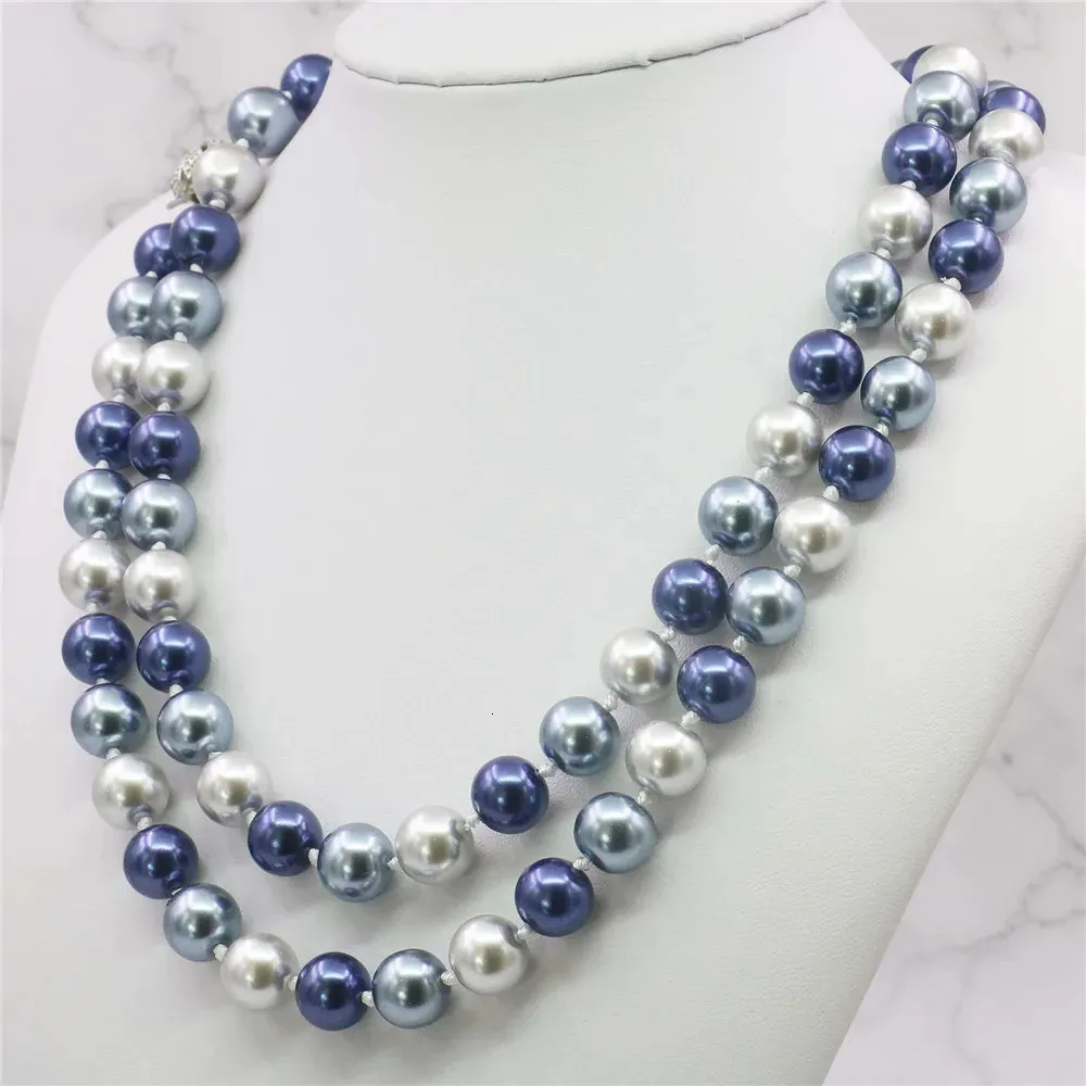 Sautoirs prix de gros mode 35 "10 12mm collier de perles de coquillage de mer du sud AAA perles multicolores fabrication de bijoux environ 85 pièces brins 231114