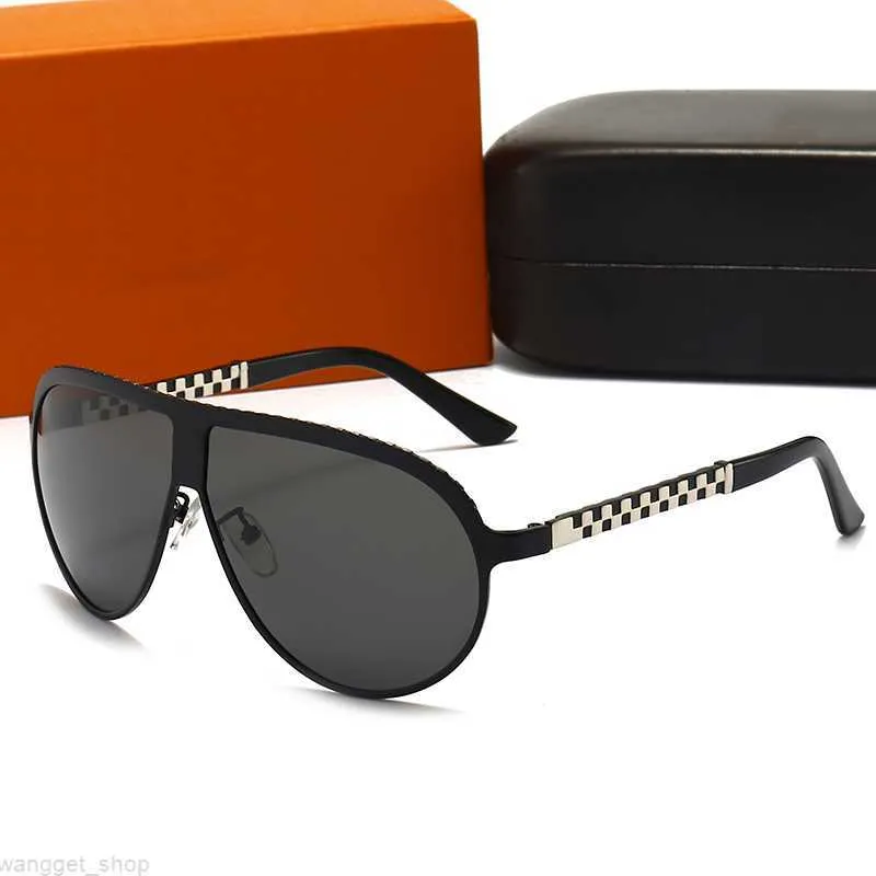 2022 Designer Sonnenbrillen Damen Herren Design Gute Qualität Mode Metall Übergroße Sonnenbrille Flat Top Vintage weiblich männlich UV400 mit Kastenglas