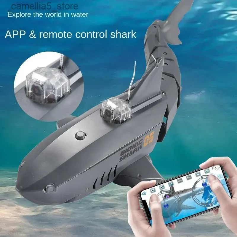 Electric/RC Animals HD Camera RC Shark With Remote Control Animals Bath Tub Pool Electrics For Kids Boys Children Cool Stuff Sharks Submarine Q231114