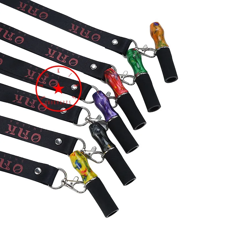 Nouveau Style Coloré Résine Narguilé Shisha Fumer Silicone Tuyau Filtre Bong Poignée Titulaire Conseils Pendentif Embout Pipe À Eau Portable Lanyard Collier DHL