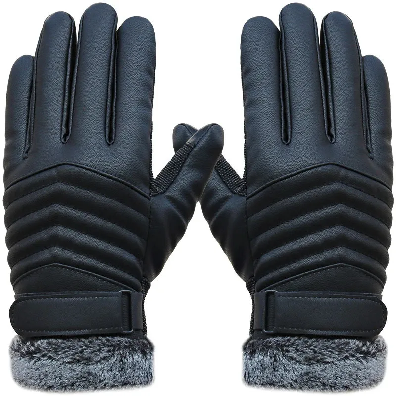 Five Fingers Gloves Autumn Winter Velvet Men Touch Screen Mittens Glove Male Thickening Hiking riding Outdoor Nonslip Leather 231114