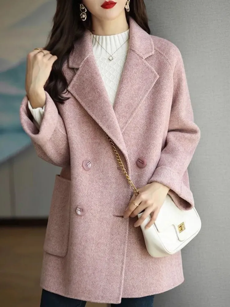 Womens Wool Blends Coat Elegance Coats and Jackets Women In Autumn Winter Jacket Korean Style Long Sleeve Office Lady Trench 231114