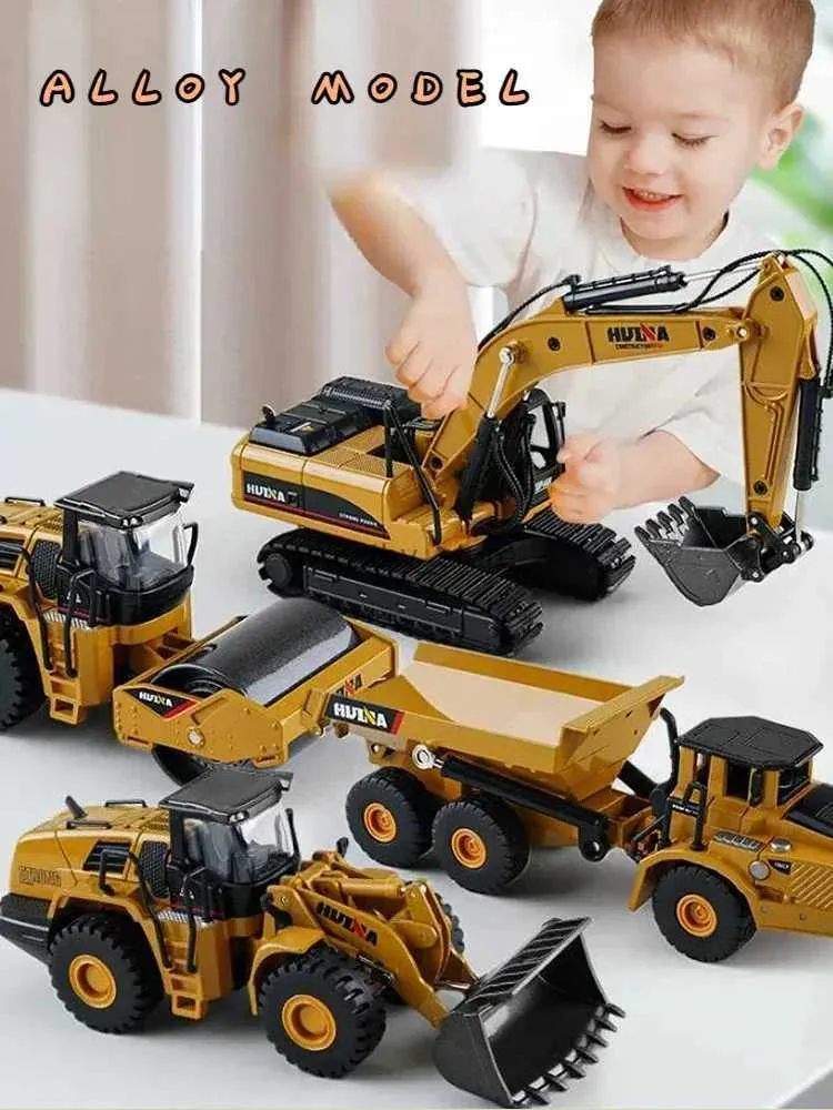 Diecast Model Cars 1/50 Scale Diecast Alloy Excavator Toy Car For Kids Boys Engineering Truck Toys Forklift Crane Dump Truck Children's Toys GiftL231114