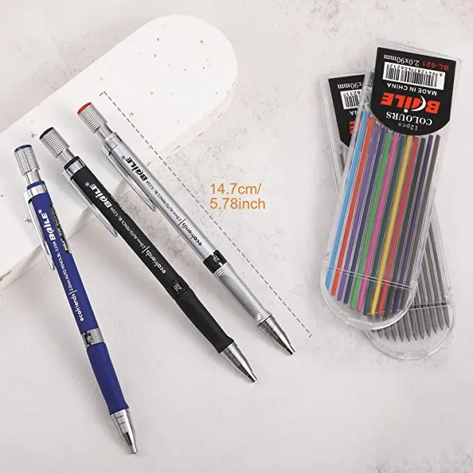 Pieces 2mm Mechanical Pencil With Refill Automatic Pencils Students Office Replaceable Writing Portable Household