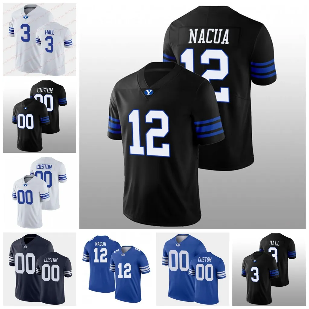 Custom BYU Cougars Jersey de futebol Puka Nacua Jaren Hall Kingsley Suamataia Chaz Ah You Aisea Moa Logan Fano Dom Henry Byu Jerseys