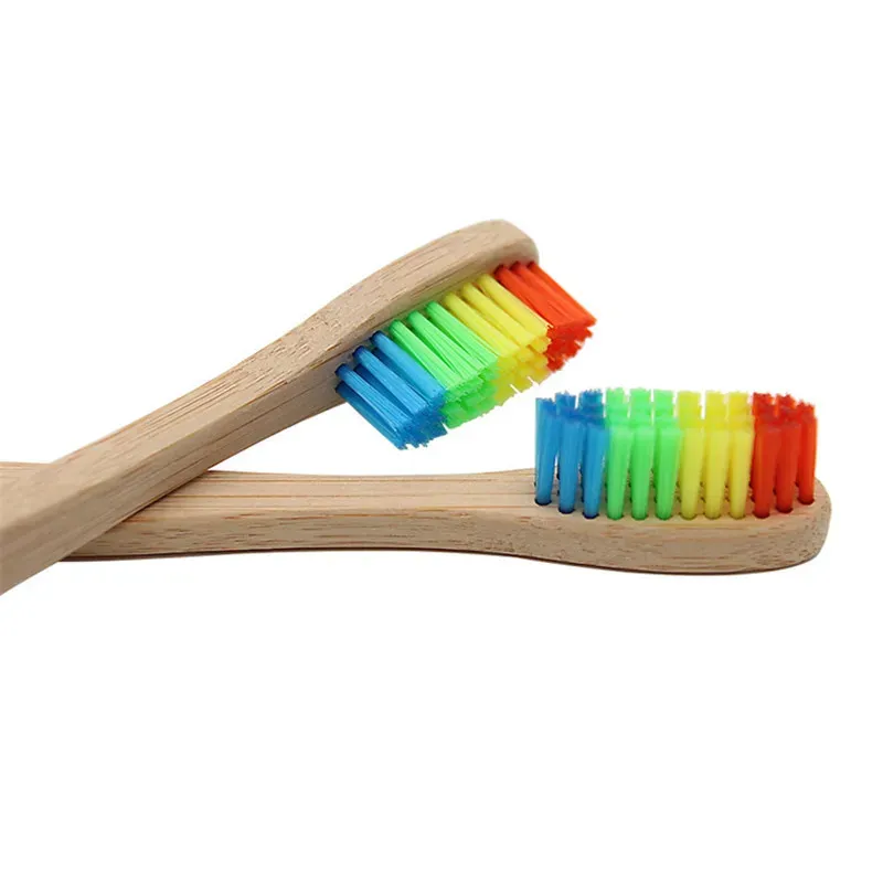 Eco-Friendly Bamboo Handle Rainbow Toothbrush Health Portable Soft Hair Oral Care Supplies Oral Cleaning Care Tools