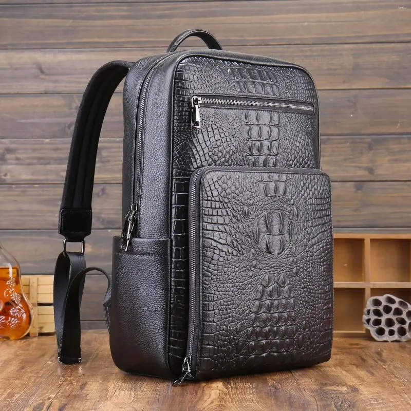 Alligator leather backpack top