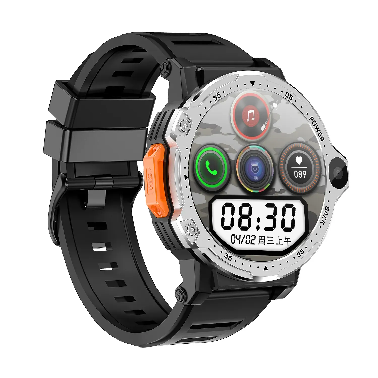 EUA Euro Bands GPS 64Gb Smartwatch 4G Android Relógios inteligentes com Wifi e cartão SIM Chamada 128Gb 8Mp Câmeras HD Pressão arterial Oxigênio Frequência cardíaca BT Whatsapp FB Gsm/Wcdma/Lte