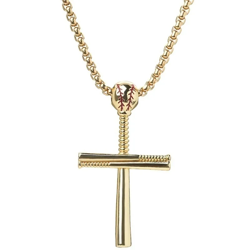 14k gold 2024 baseball cross necklace