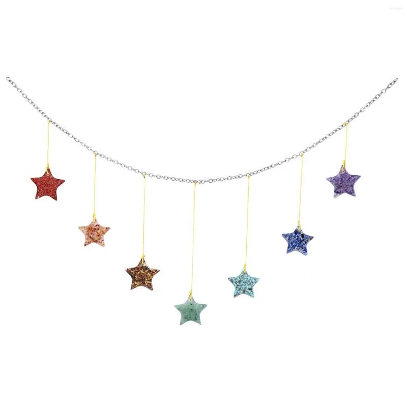 Bolsas de joias Cura Crystal Stone Flips Star Shape Resina pendurada Ornamento com corrente para a decoração do quarto da arte da parede doméstica