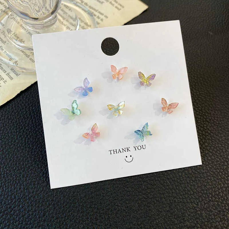 Stud eenvoudige kleurrijke sprookjesstereo vlindermartringen voor vrouwen mini schattige hypoallergeen vlinders oorrang feest jewel A954 p230411
