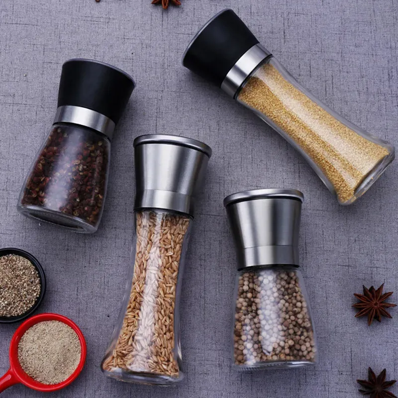 Mills Salt And Pepper Grinder Refillable Stainless Steel Shakers With Adjustable Coarse Portable spice jar containers 231114