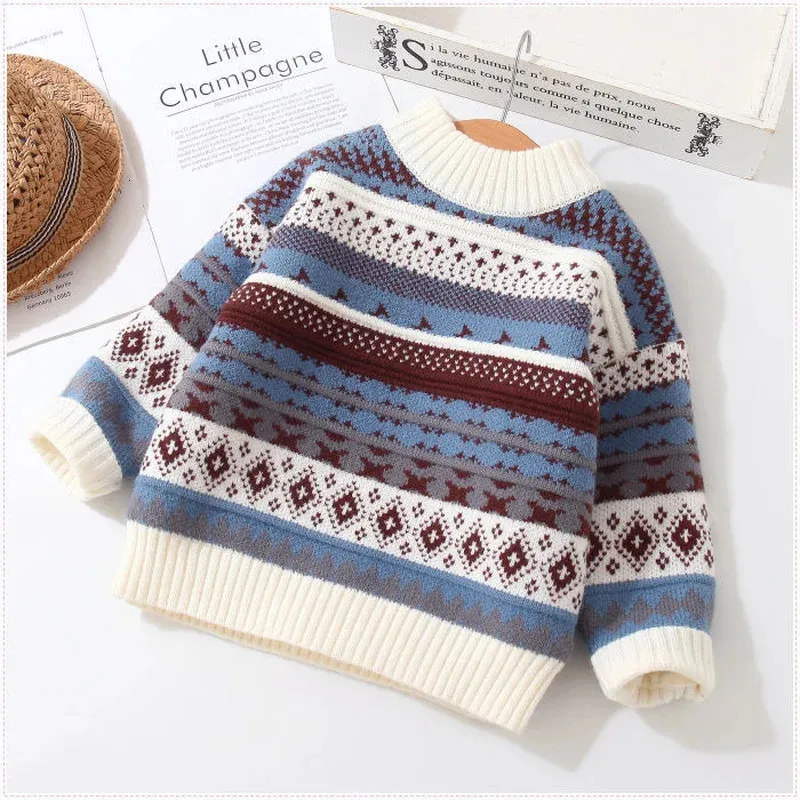 Pullover Autumn Baby Boys Sweaters Coat Kids Stickovers Tops Toddler Boys Girls Cartoon Long Sleeve Warm Sweaters 231114
