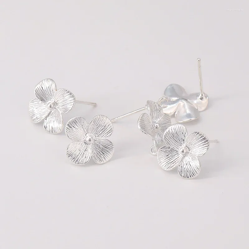 Boucles d'oreilles pendantes, 5 paires, plaqué argent Sterling 925, 4 pétales de fleurs, connecteurs de liaison, accessoires de bijouterie à faire soi-même