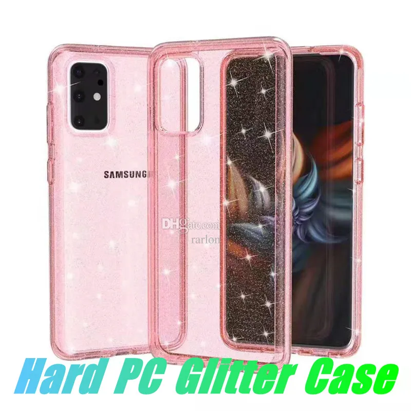 Premiumkvalitet robust hybridfodral hård pc glitter stötsäkert klart telefonfodral för iPhone 14 13pro 12 mini 11 pro max 11pro xs max xr 6 7 8 plus