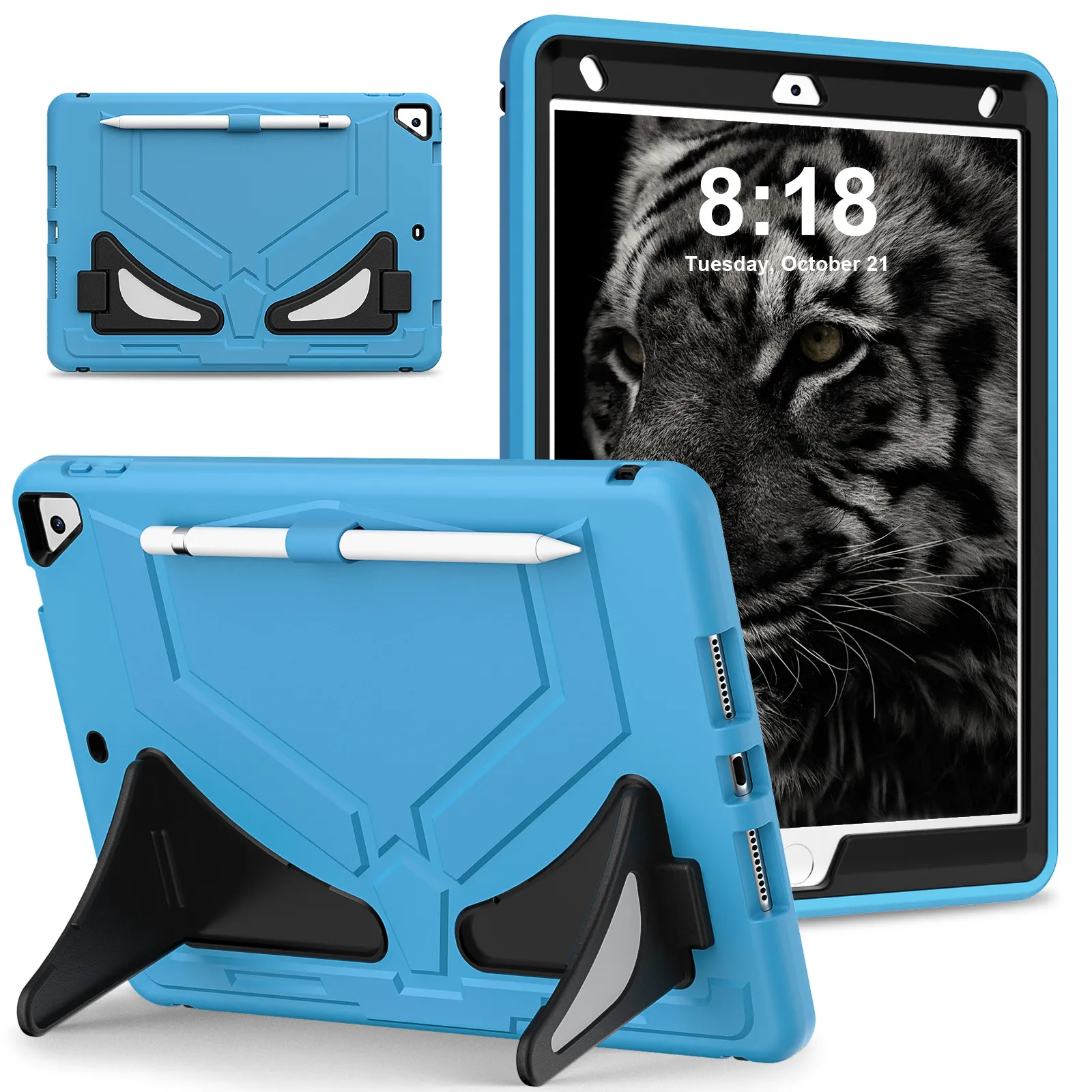 Kickstand Tablet Cases for iPad 10.2 9th 8th 7th Gen Generation A2603 A2604 Plastic Silicone Rugged Full Body Protective Cover Casual Shell