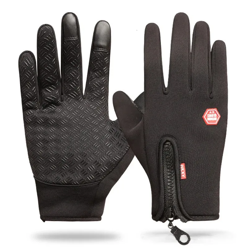 Cinq doigts gants hiver hommes gants chaud écran tactile Sport pêche anti-éclaboussures ski armée cyclisme Snowboard antidérapant fermeture éclair femmes gants 231113