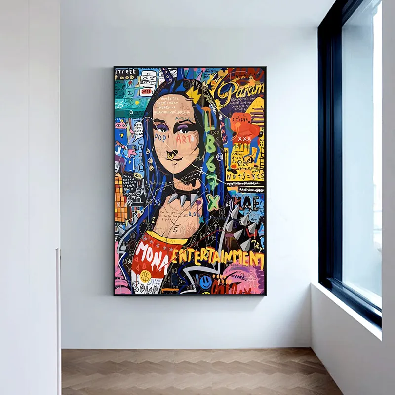 Pittura astratta Graffiti Art su tela Decorazioni per la casa Arte della parete Pittura su tela per soggiorno Mona Lisa Poster e stampe su tela