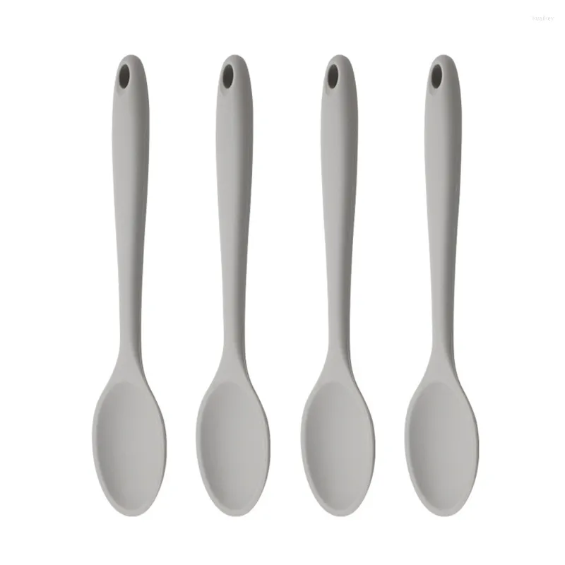 Servis uppsättningar 4 datorer Basting Serving Spoon Japanese Ramen Soup Scoop Stainless Steel Silicone Fruit Mixing Spoons