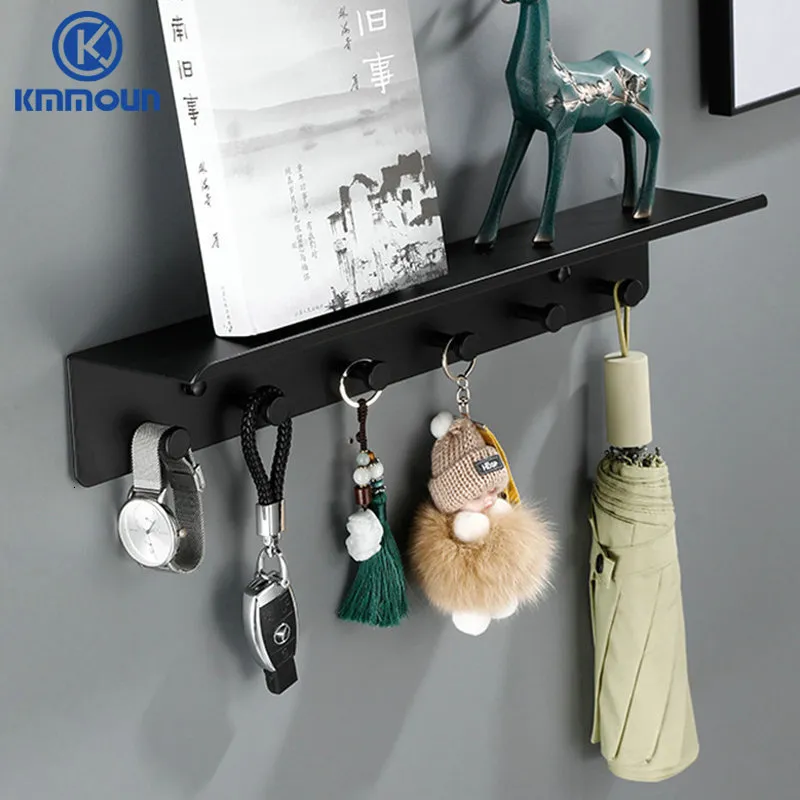 Storage Boxes Bins Black White Porch Rack Entrance Shelf Space Aluminum Clothes Hook Hat Key Bathroom Kitchen Holder Kmmoun 230413