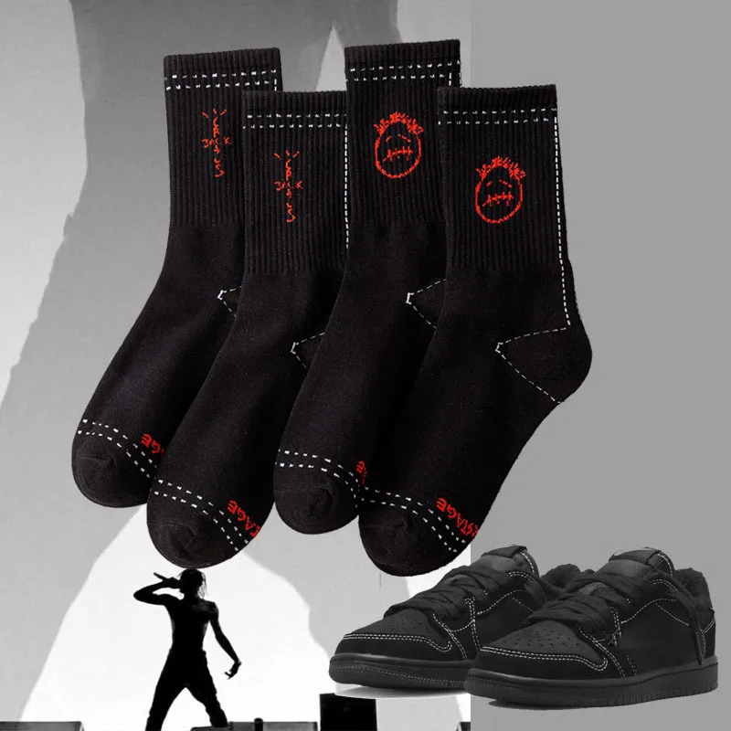 Spor çorapları Cactus Jack Erkekler spor çorap pamuk Streetwear Sokak Stili Hip Hop Skate Sıkıştırma Kadınlar Için 230413