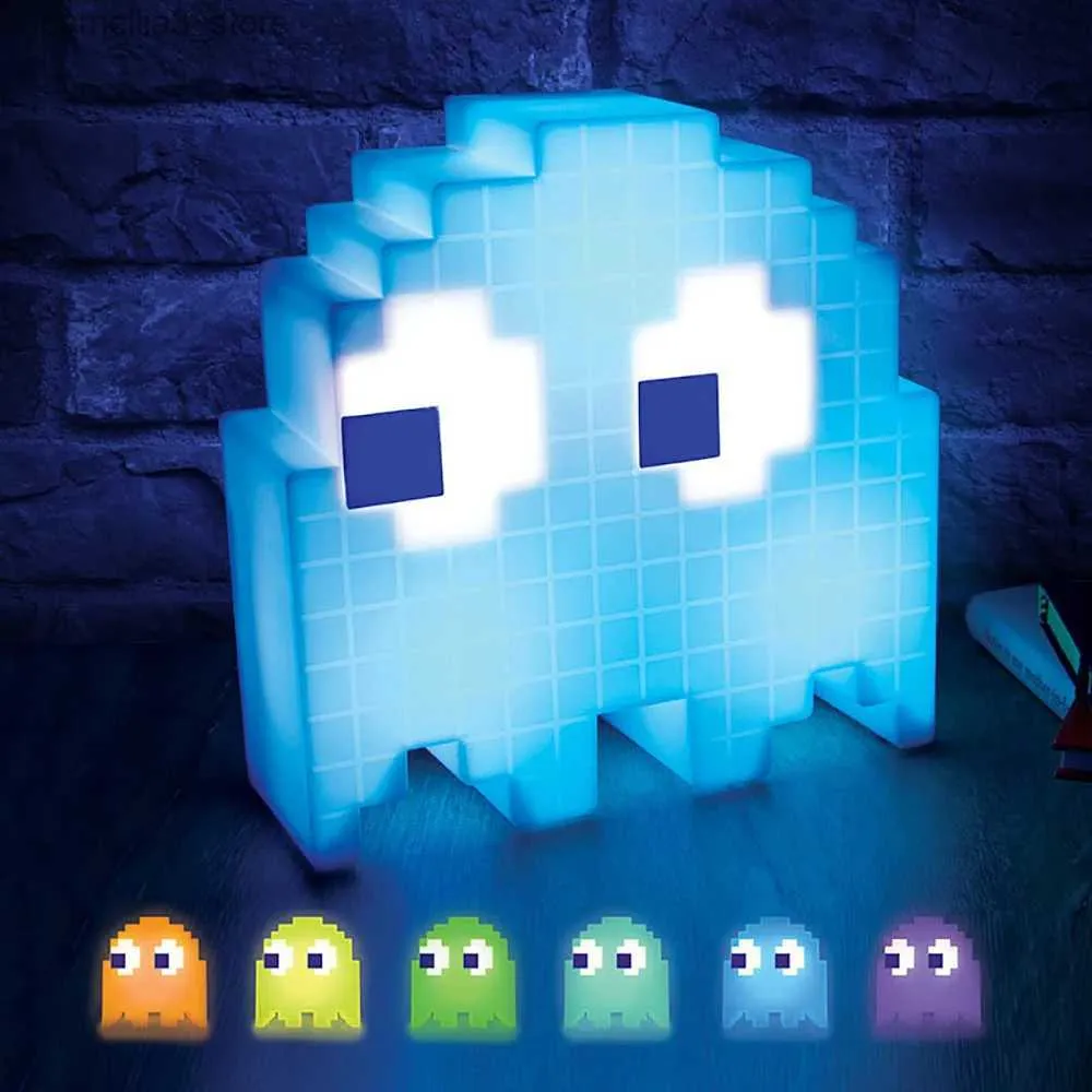 Night Lights Pac Man Kids Night Light med USB -portdrivna LED -bordslampor Perfekt för barnrumsrum Speldekoration Anime Gift Q231114