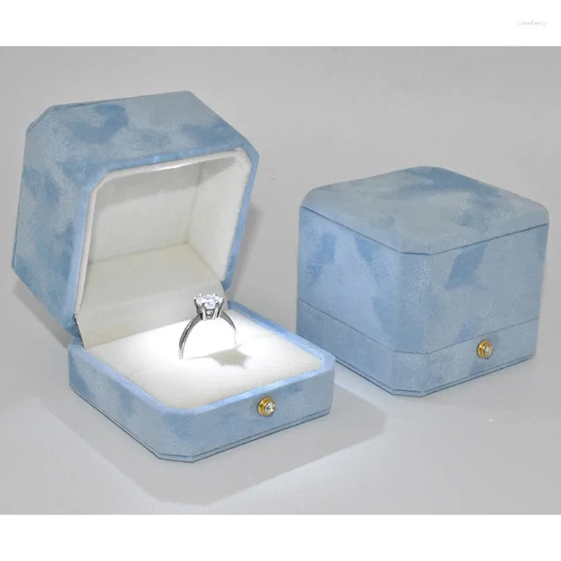 Jewelry Pouches LED Lamp Flannel Ring Box Gift Packaging