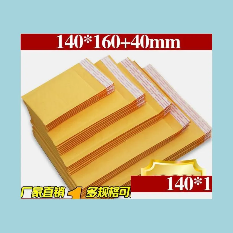 Bubble Cushioning Wrap Yellow Kraft Paper Envelopes Air Mail Bags Packing Padded 160Mmx140Mm 6.29X5.5Inch Drop Delivery Office Schoo Dh4Dn