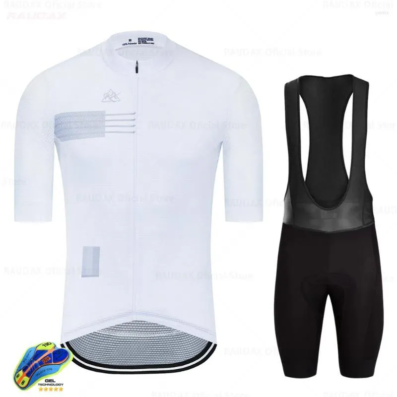 Racing sätter herrkläder 2023 Team Raudax Rx Areo Cycling Jersey Mtb Short Sleeve Clothing Summer Road Bike Triathlon