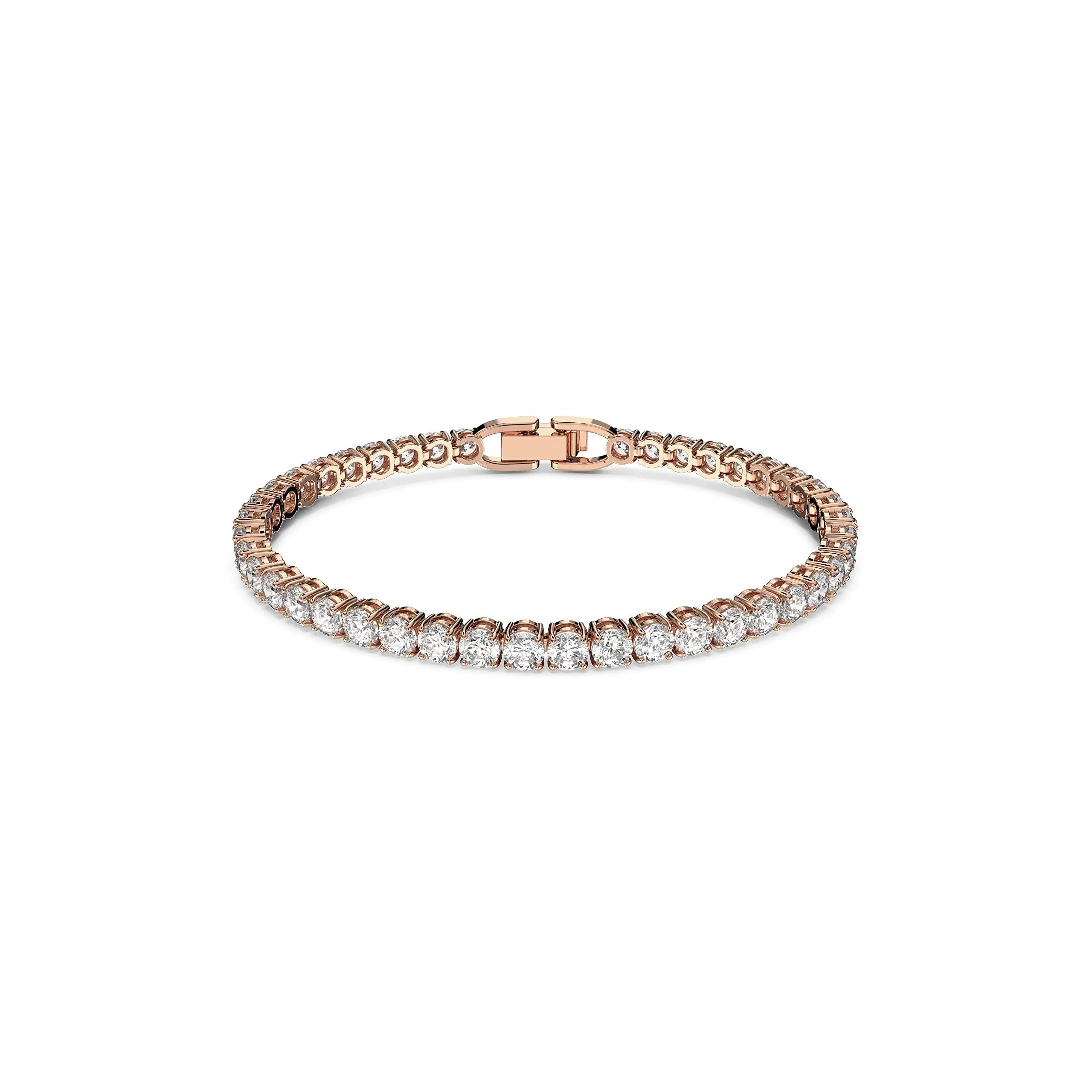 Urok bransoletki Tennis Deluxe Collection Bransoletka damska błyszcząca biała kryształy z różowym tonem platowane pasmo dostawa biżuterii otqx2