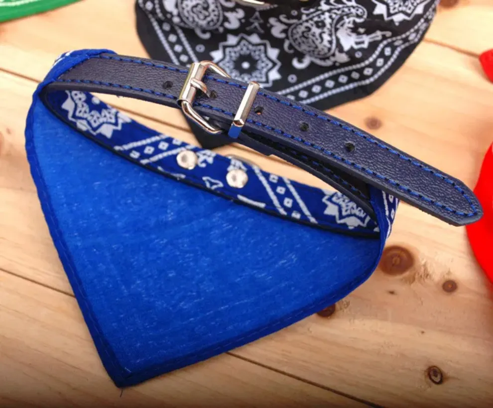 Pet Dog Collar Leather Collars Lead Adjustable Pets Cat Scarf Bandana Neckerchief Mix PU Necklace Decoration