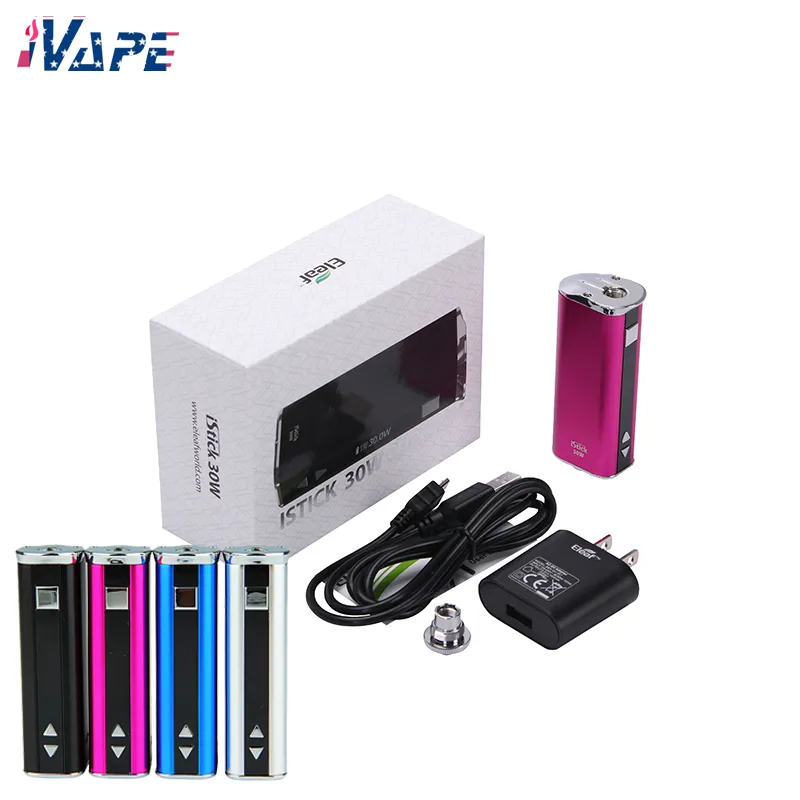 ELEAF Istick 30W Batteriset med oss ​​Adapter Inbyggd 2200mAh VV/VW Box Mod Compact Aluminium Design Wide Spänning och Wattage Range