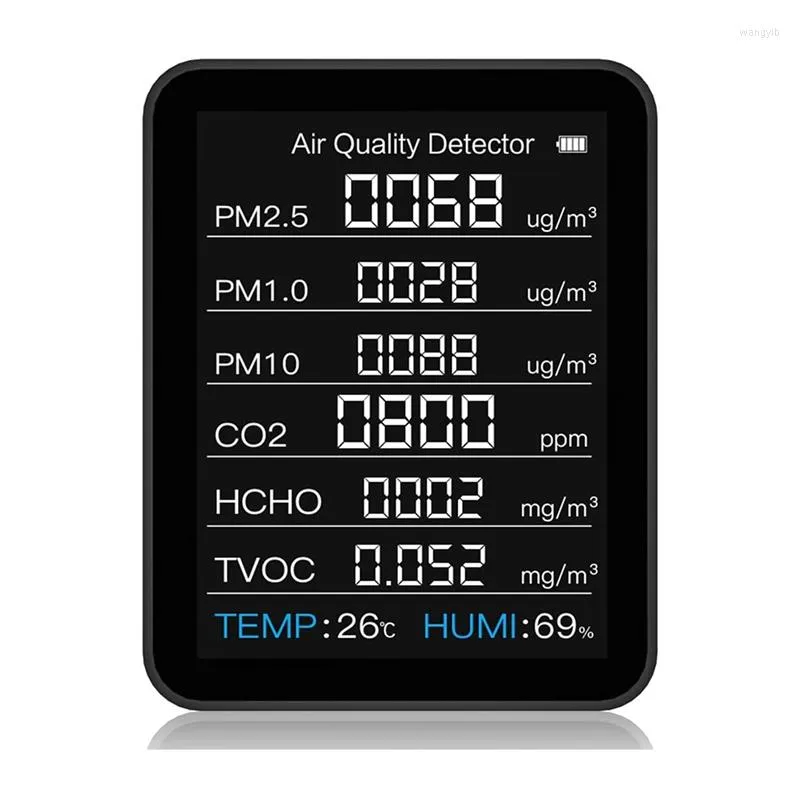 Luchtkwaliteit Monitor 8 in 1 CO2 -detector voor Hcho -temperatuur en vochtigheid TVOC/PM2.5/PM1.0/PM10 Real Time