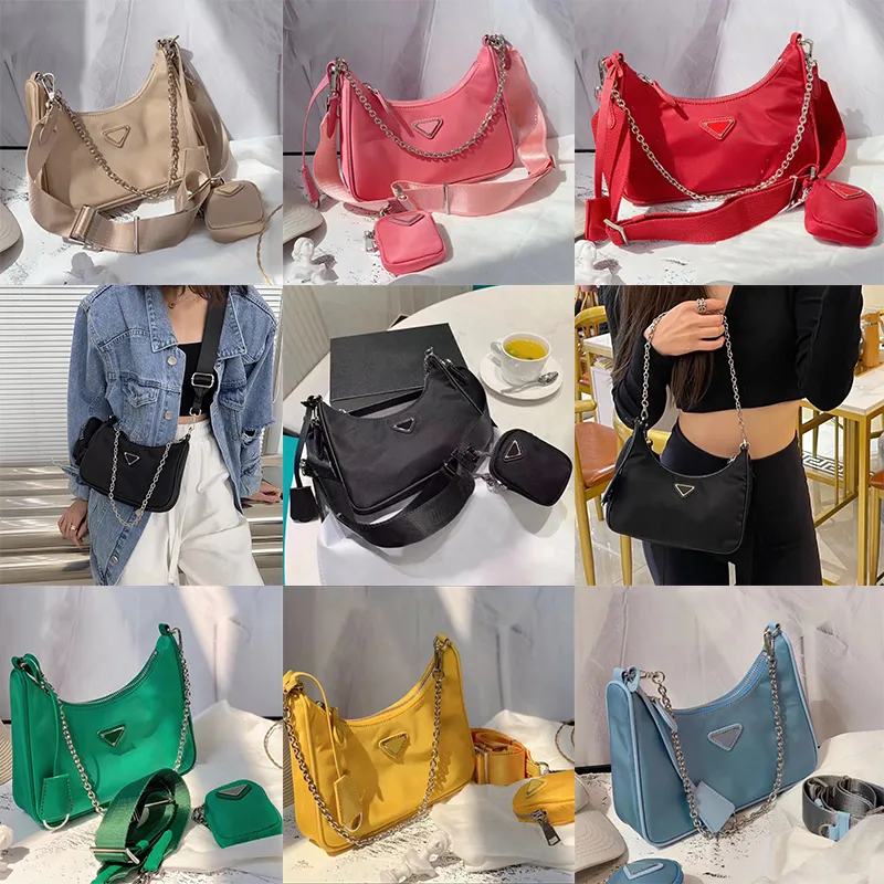 Borsa del progettista Borsa a tracolla a colori totale in 3 pezzi Borsa a mano superiore 5A Moda Borse da donna abbinate Borse a tracolla in nylon Borsa da donna con scatola