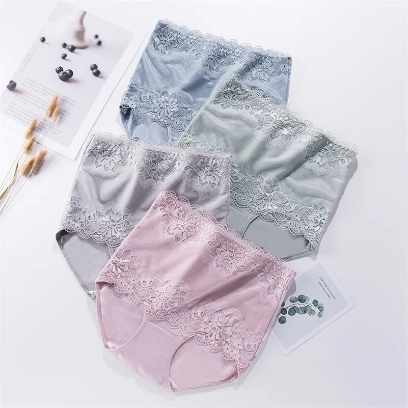 Kadın Panties ZJX 4pcs/Set Yüksek Bel Kadın Panties Sorunsuz Zayıf Pamuk Pamuk Giyim İç çamaşır Giyim Kadın Seksi Dantel Düzenlemeler 230414