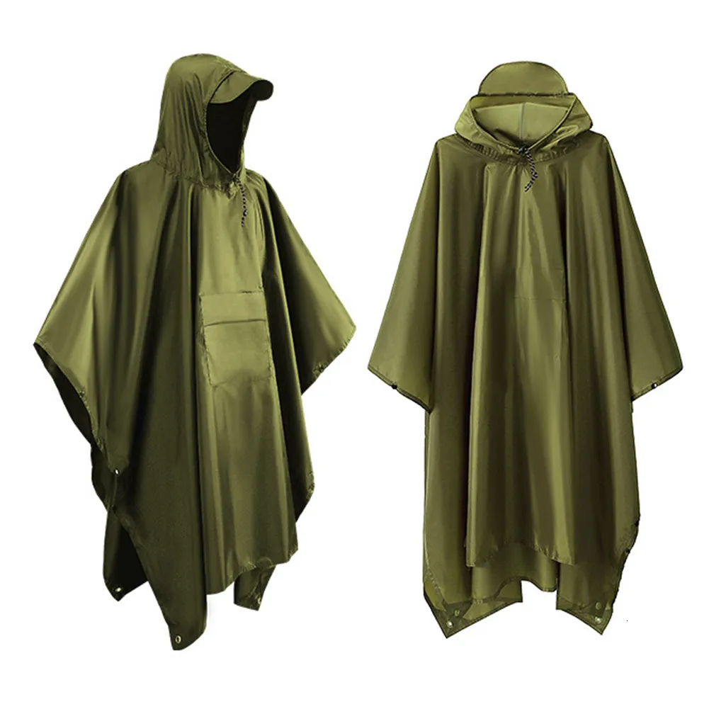 Imperméables 3 en 1 en plein air militaire imperméable imperméable manteau de pluie femmes hommes à capuche vêtements de pluie costume pour Camping cyclisme pluie Poncho pique-nique tapis 230414