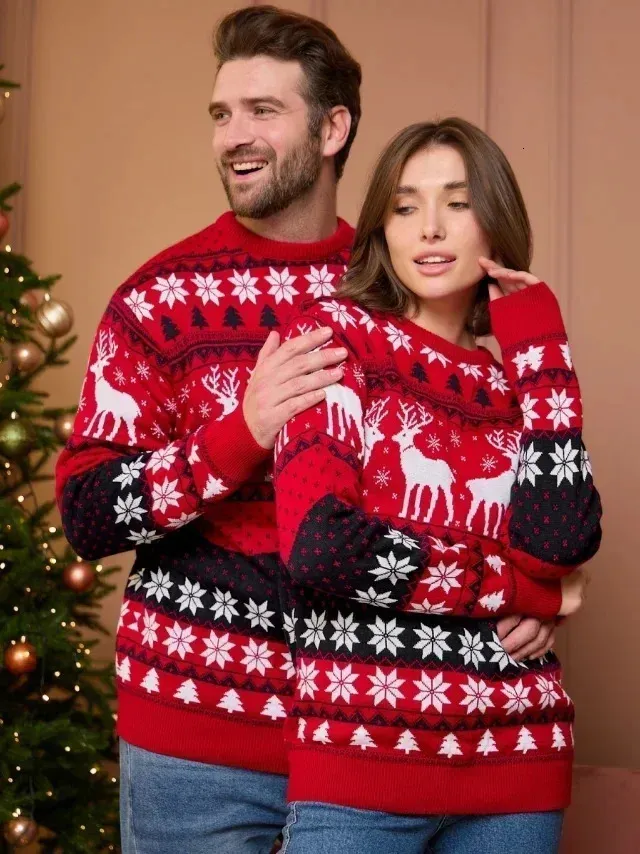 Erkek Sweaters 2023 Kış Noel Erkekler Kadın UNISEX SICAK Gevşek Triko Sıcak Kalışlı Çiftler Eşleşen Kıyafetler Kazak Üst Jumperlar 231114