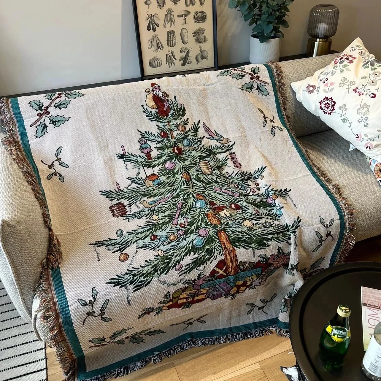 Merry Christmas Throw Blanket Santa Claus Snowman Sofa Cover