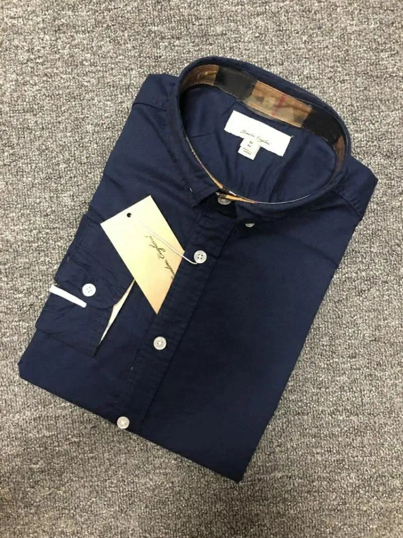 Camicie casual da uomo di alta qualità in camicette da cavaliere britannico a maniche lunghe in cotone moda camicia elegante abiti di marca firmati di lusso