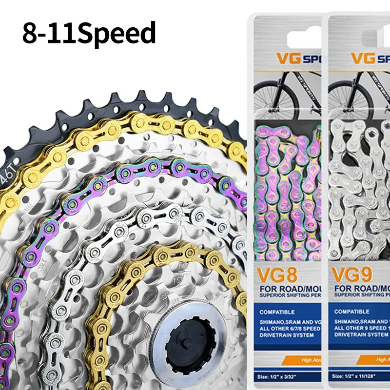 Bike Groupsets Bicycle Chain 8 9 10 11 Speed Nickel Plated Colorful Silver Lightweight Mountain Road MTB Chains Part 116 Links Accessories 231114 From 7 13 DHgate