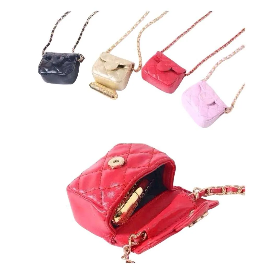 Classic kids metail chain handbag children diamond lattice single shoulder bag designer luxury girls mini purse wallet A4005