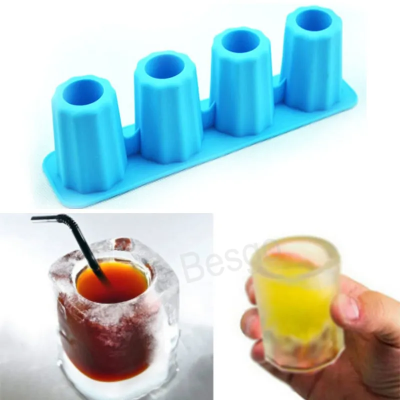 4 Grid Ice Cup Makes Mold Summer DIY Column Ices Cube Tray Pin Moulds