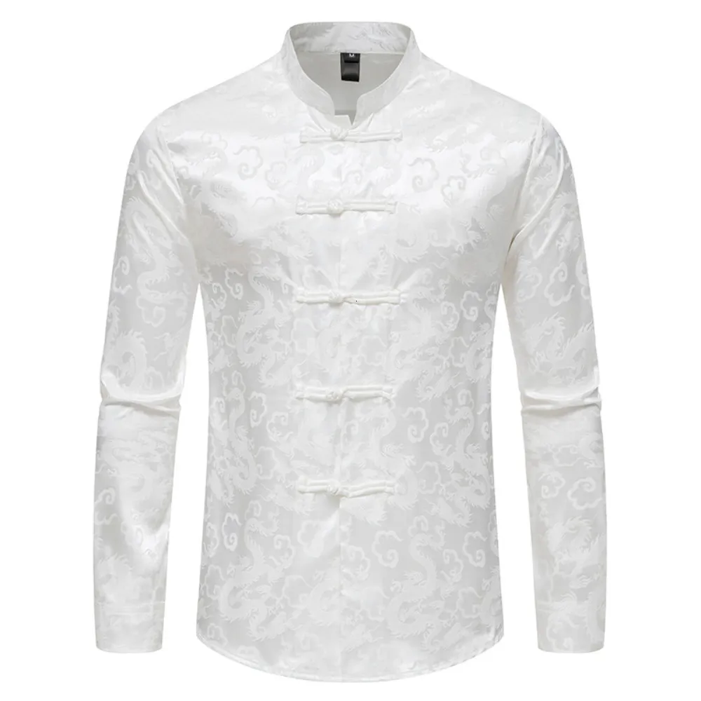 Herren Freizeithemden 2023 im chinesischen Stil Herrenoberteile Tang-Anzug Mode Solide Traditionelles Langarm-China-Hemd 230414