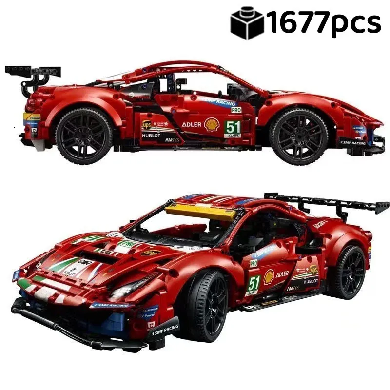 Blocks Technical Ferrareed 488 City Racing Car Building MOC 42125 Bricks Super Sports Model Boys Assembly Toys Kid Gifts 231114